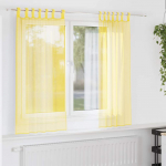 Aasadega voilee kardinad 2 tk, kollane, 140 x 175 cm