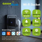 GreenBlue Remote-Controlled WiFi Outlet, Android/iOS/Alexa/Google Home, Timer, Wattmeter, Max 16A/3840W, GB735 B