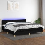 Kontinentaalvoodi madrats ja led, must, 200x200 cm, kangas