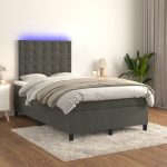 Kontinentaalvoodi madrats ja led, tumehall, 120x200 cm, samet