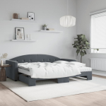 Diivanvoodi v&auml;ljat&otilde;mmatava osaga, tumehall 90x200 cm, samet