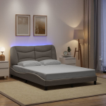 Voodiraam led-iga ilma madratsita hvar taupe 120x200 cm kangas