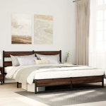Metallist voodiraam ilma madratsita pruun tamm 183x213 cm