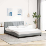 Voodiraam ilma madratsita hanko, helehall, 160x200 cm, kangas
