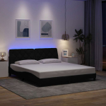 Voodiraam led-iga ilma madratsita, must, 180x200 cm, kangas