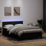 Kontinentaalvoodi madrats ja led, must, 160x210 cm, samet