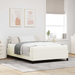 Voodi raam madratsiga cream 160 x 200 cm kangas