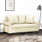 2-kohaline diivan patjadega, kreemjas, 120 cm, kunstnahk