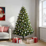 Tehisj&otilde;ulukuusk koos kaunistustega 210 cm 300 led-i soe valge
