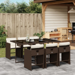 7-osaline aia s&ouml;&ouml;gim&ouml;&ouml;bli komplekt patjadega, pruun, pol&uuml;rotang