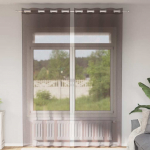 Voile kardinad r&otilde;ngastega 2 tk pruun 140x300 cm
