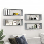Seina kuubikriiulid 4 tk, hall sonoma, 80x15x26,5 cm, tehispuit