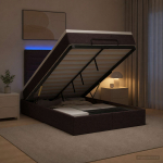 Ottomani voodi madratsi ja led-idega tume pruun 120 x 190 cm
