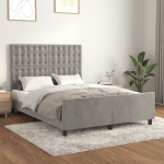 Voodiraam ilma madratsita, helehall, 140x200 cm, samet