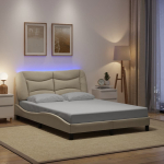 Voodiraam led-iga ilma madratsita hvar, kreem, 120x200 cm, kangas