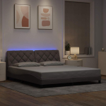 Voodiraam led-iga ilma madratsita, pruunikashall, 180x200cm, kangas