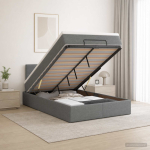Ottomani voodi madratsi ja led-idega tumehall 120 x 190 cm
