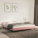 Voodiraam peatsiga ilma madratsita roosa 160x200 cm samet