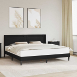 Voodi raam led-ribadega peaga must 180 x 200 cm kunstnahk
