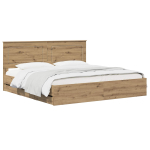 Bed frame with storage and headboard artisan oak 180 x 200 cm