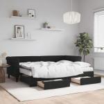 Diivanvoodi v&auml;ljat&otilde;mmatava osaga, must, 80x200 cm, samet