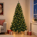 Kunstlik kokkupandav j&otilde;ulupuu 210 cm 300 led-i soe valge