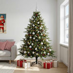 Kunstkuusk koos j&otilde;ulukuuliga 240 cm 300 led-i soe valge