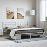 Metallist voodiraam peatsiga, valge, 193x203 cm