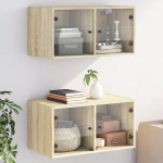 Klaasustega seinakapid 2 tk, sonoma tamm, 68,5 x 37 x 35 cm
