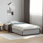 Voodiraam, hall sonoma tamm, 90 x 190 cm, tehispuit ja metall