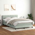 Kontinentaalvoodi madrats ja led, helehall, 160x210 cm, samet
