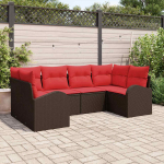 Aia diivanikomplekt padjaga 6 pcs pruun pol&uuml; rattan
