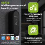GreenBlue Outdoor WiFi Temperature and Humidity Sensor, Android/iOS, 3.0V DC, LR03x2, IP65, GB741