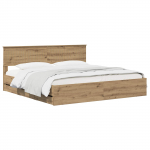 Bed frame with storage and headboard artisan oak 180 x 200 cm