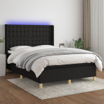 Kontinentaalvoodi madrats ja led, must, 140x200 cm, kangas
