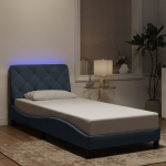 Voodiraam led-iga ilma madratsita, tumehall, 90x190 cm, samet