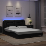 Voodiraam led-iga ilma madratsita hvar must kunstnahast 160 x 200 cm