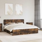 Voodi raam peaga suitsetatud tamm 180 x 200 cm tahke m&auml;nd