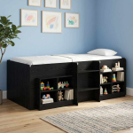 Laste k&otilde;rge voodi raam must tamm 75 x 190 cm tehispuit
