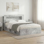 Voodiraam ladustamisega peaga betoonhall 140 x 190 cm tehispuit