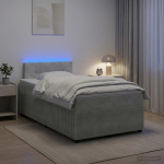 Vedruvoodi madratsiga led-ribadega helehall 120 x 190 cm samet