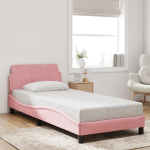 Voodiraam peatsiga dover roosa 90x190 cm samet