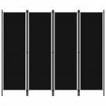 4 paneeliga ruumijagaja, must, 200 x 180 cm
