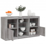 Puhvetkapp led-tuledega, hall sonoma tamm, 123 x 37 x 67 cm