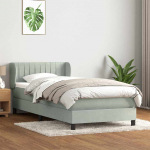 Box vedruvoodi madratsiga helehall 80x210 cm samet