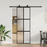 L&uuml;kanduks riistvara komplektiga must 76x205 cm karastatud klaas