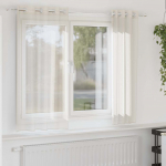 Voile kardinad r&otilde;ngastega 2 tk kreem 140x175 cm