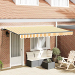 K&auml;igukohandatav varikatus kollane ja valge 400 x 200 cm