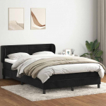 Kontinentaalvoodi madratsiga, must, 160x210 cm, samet