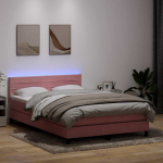 Kontinentaalvoodi madrats ja led roosa 160x220 cm samet